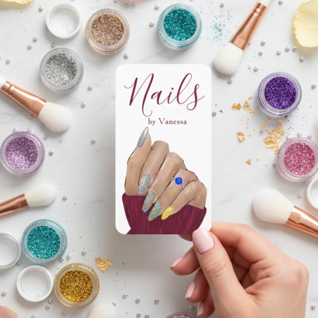 Professional Nail Salon Manicurist QR Code Modern Business Card (Creator Uploaded)