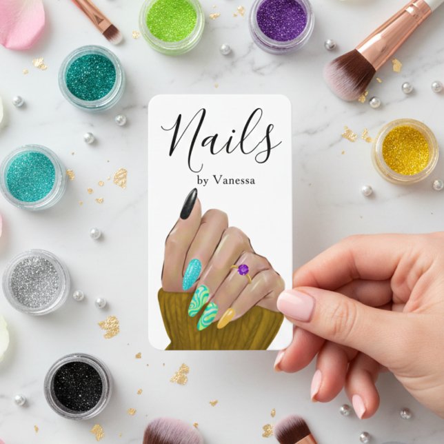 Professional Nail Salon Manicurist QR Code Stylish Business Card (Creator Uploaded)