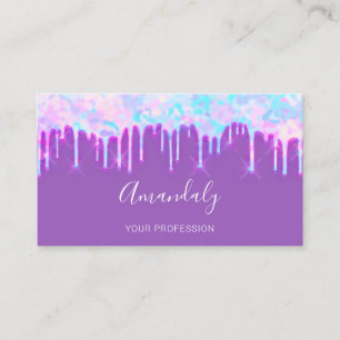 Professional Nails Makeup Artist Lash Purple Drips Business Card