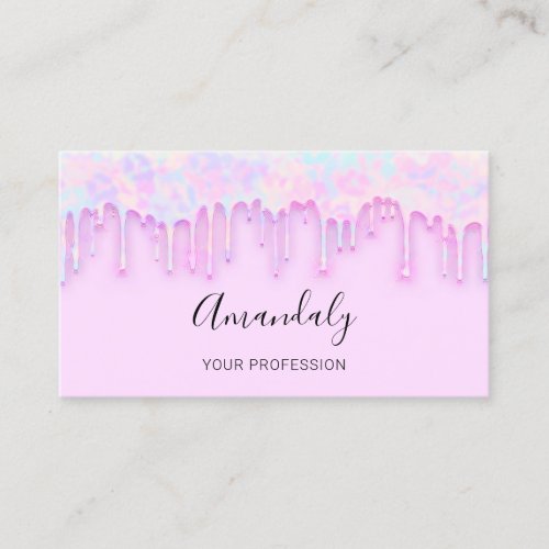 Professional Nails Makeup Artist Lashes Pink Drips Business Card