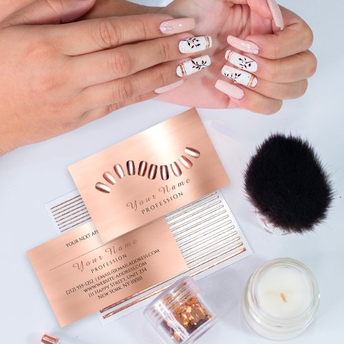 Professional Nails Salon Manicurist Rose Gold Business Card