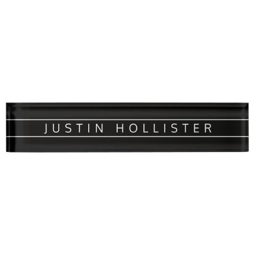 Professional Name  Black with White Text Desk Name Plate