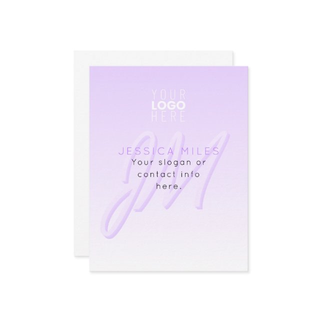 Professional Name & Slogan Template | Light Purple (Front/Back In Situ)
