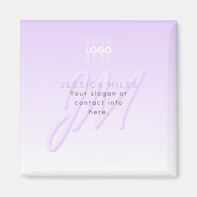 Professional Name & Slogan Template | Light Purple Magnet (Front)