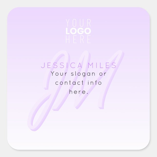 Professional Name & Slogan Template | Light Purple Square Sticker (Front)