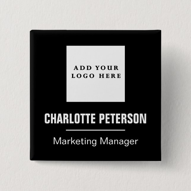  Professional  Name Tag Business Logo Office Staff Button (Front)