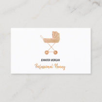Professional Nanny Rose Gold Baby Carriage Elegant Business Card