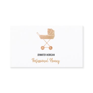 Professional Nanny Rose Gold Baby Carriage Elegant Business Card Professional Nanny Rose Gold Baby Carriage Elegant Business Card