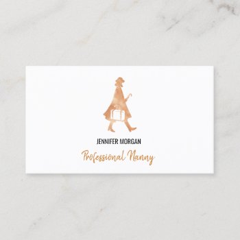 Professional Nanny Rose Gold Silhouette Babysitter Business Card by samanndesigns at Zazzle