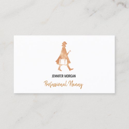 Professional Nanny Rose Gold Silhouette Babysitter Business Card