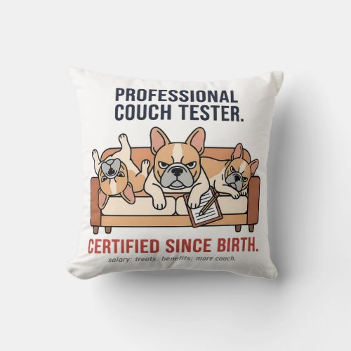 Professional Nap Expert French Bulldog Throw Pillow