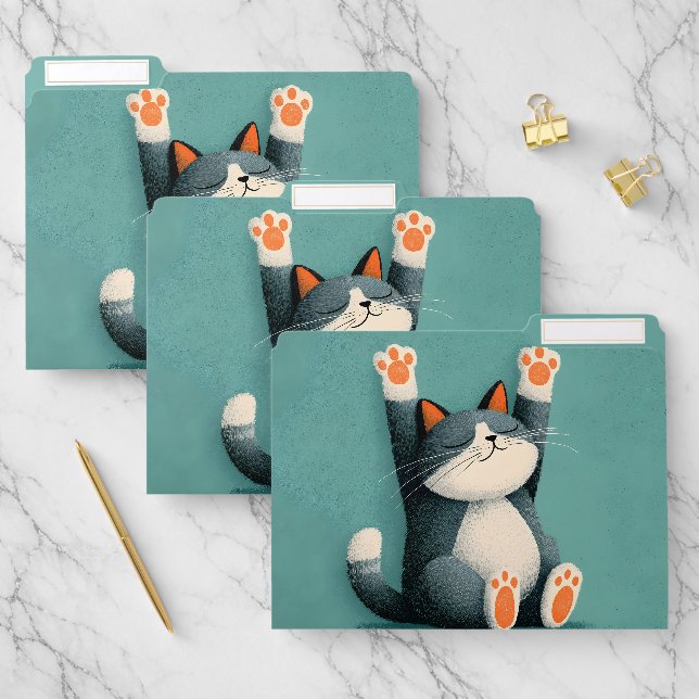 Professional Nap Taker Funny Sleeping Cat File Folder (Set)