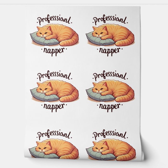 Professional Napper Cat Cozy Lazy Cat Wall Mural  (Unrolling)
