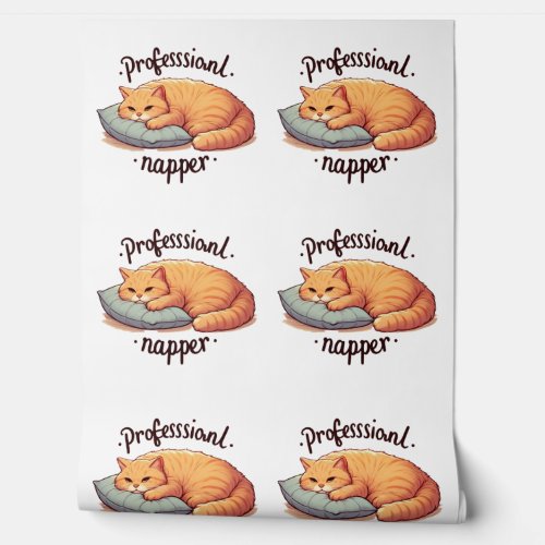 Professional Napper Cat Cozy Lazy Cat Wall Mural  Wallpaper