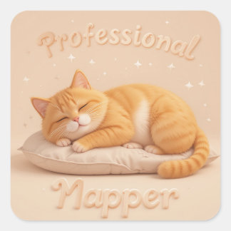 Professional Napper Cat Cute Sleeping Kitty Square Sticker