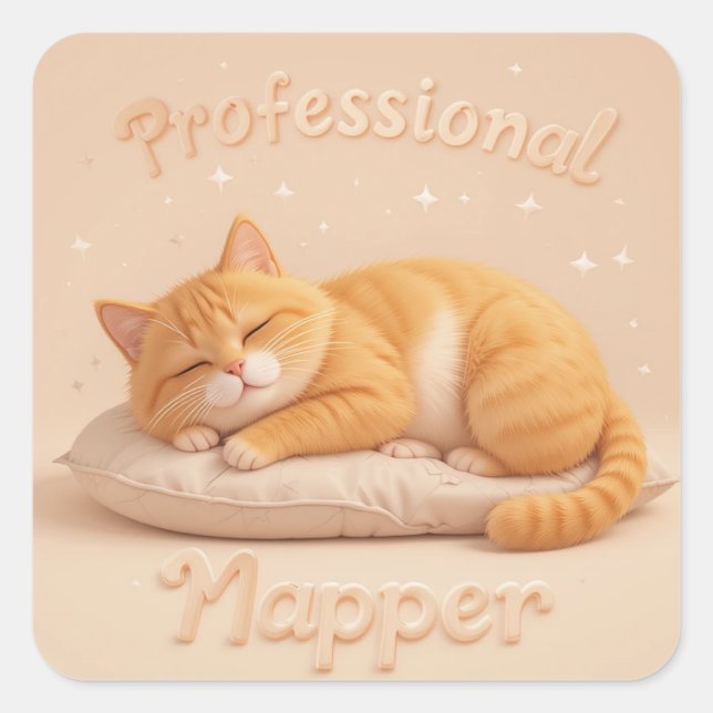 Professional Napper Cat Cute Sleeping Kitty Square Sticker (Front)