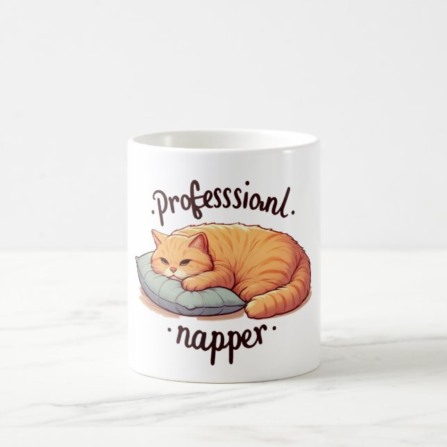 Professional Napper Cat Mug Cute Lazy Cat Coffee (Center)