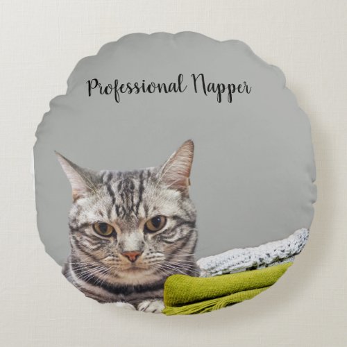 Professional Napper Cat Round Pillow