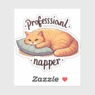 Professional Napper Cat Vinyl Funny Lazy Ginger Sticker