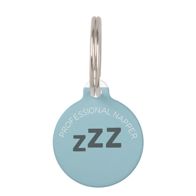 "Professional Napper" Cute Pet ID Tag | Custom Nam (Front)