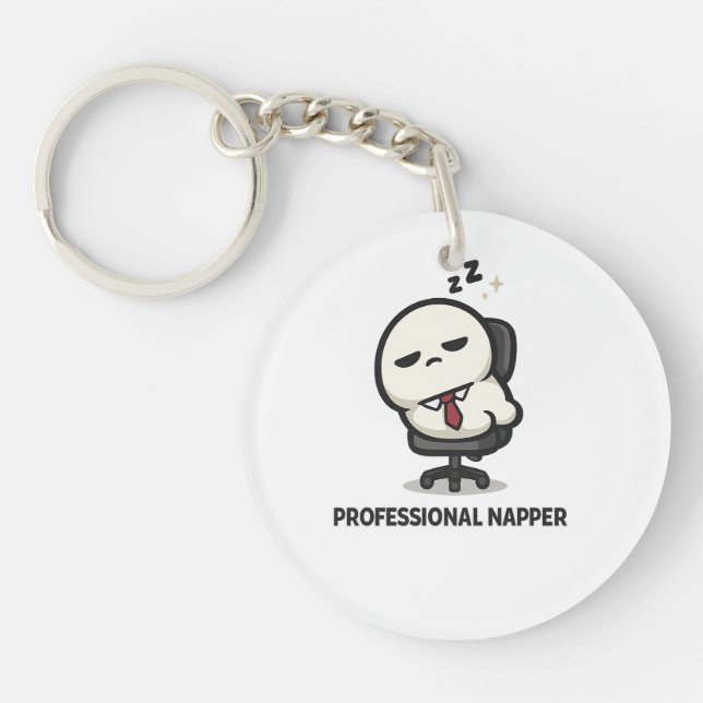 Professional Napper - Cute Tired Character Office  Keychain (Front)