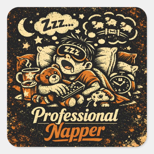 Professional Napper – Elite Sleep Humor Career Square Sticker (Front)
