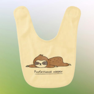Professional Napper Sloth Baby Bib