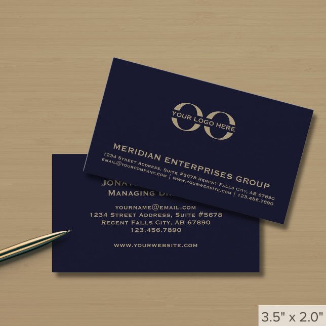 Professional Navy and Gold Logo Business Card (Creator Uploaded)