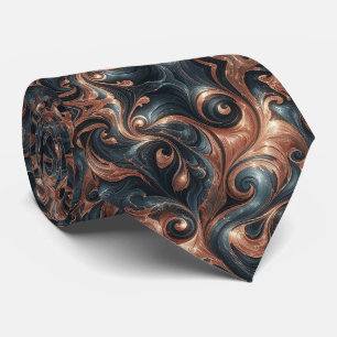 Professional Navy Blue and Copper Marble Neck Tie