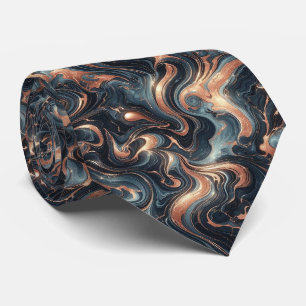 Professional Navy Blue and Copper Marble Neck Tie