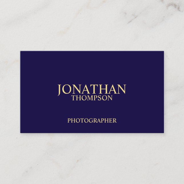 Professional Navy Blue and Gold Business Card (Front)