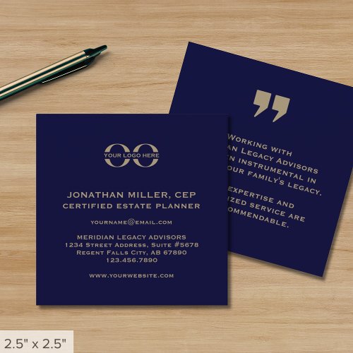 Professional Navy Blue and Gold Business Card