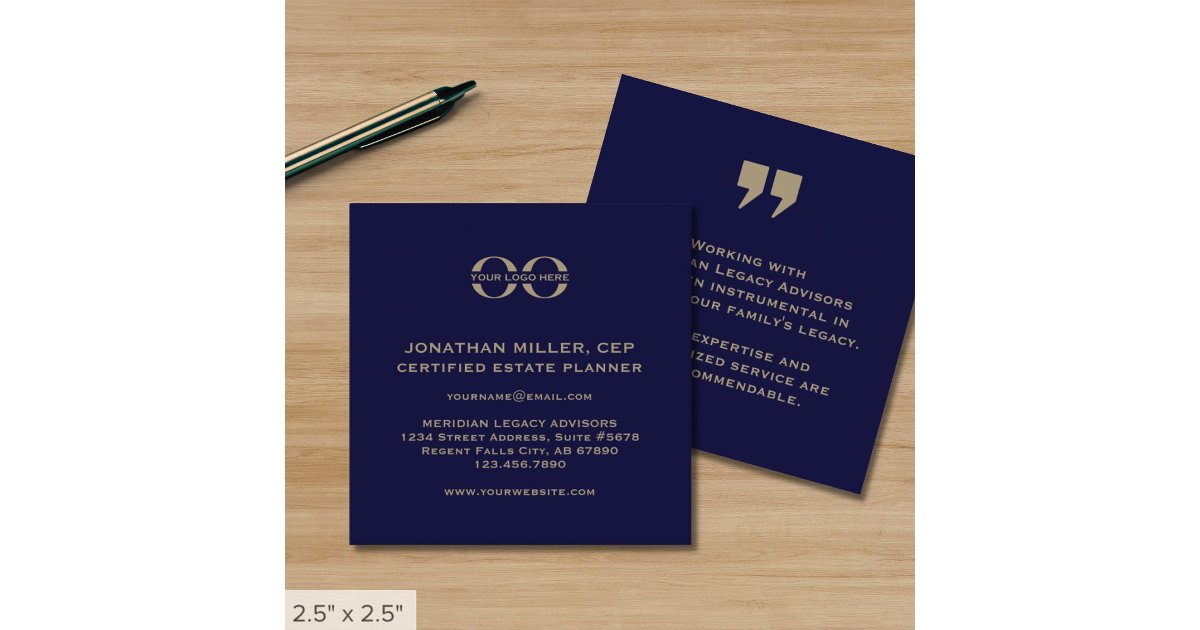Professional Navy Blue and Gold Business Card | Zazzle