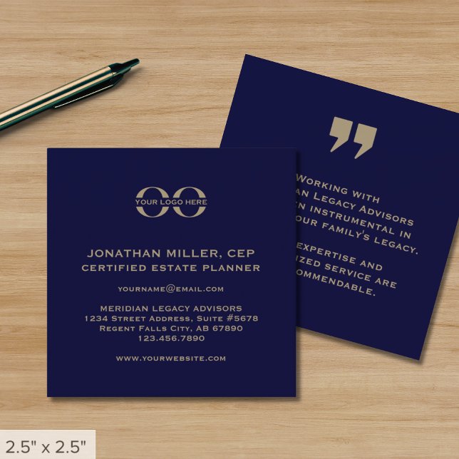 Professional Navy Blue and Gold Business Card (Creator Uploaded)