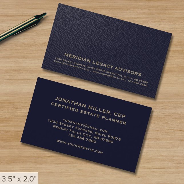 Professional Navy Blue and Gold Business Card (Creator Uploaded)