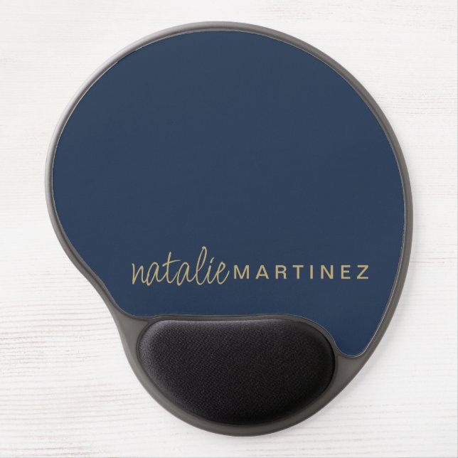 Professional Navy Blue And Gold Script Custom Gel Mouse Pad (Front)
