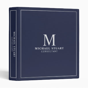 Professional Navy Blue and Silver 3 Ring Binder