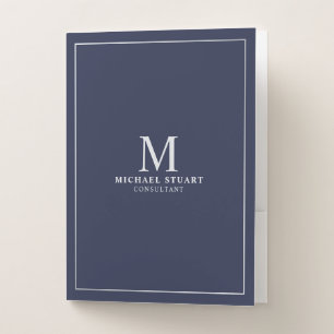 Professional Navy Blue and Silver Pocket Folder