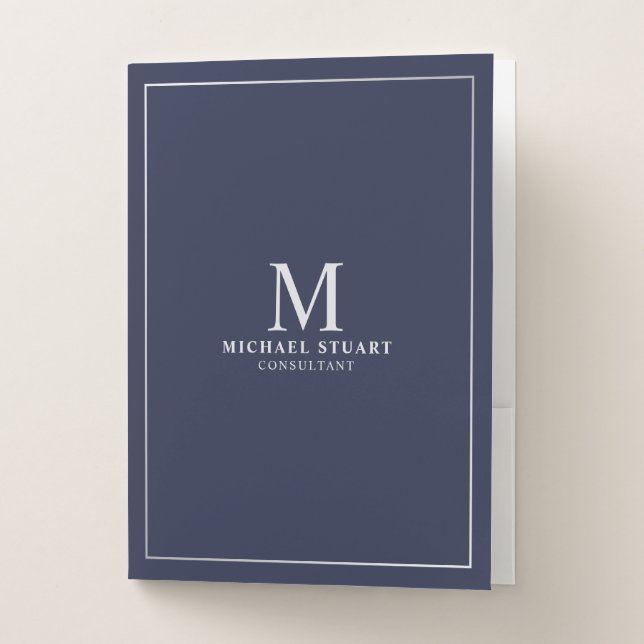 Professional Navy Blue and Silver Pocket Folder (Front)