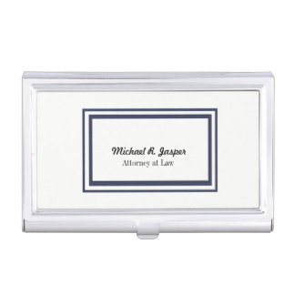 Professional Navy Blue and White Attorney Case For Business Cards