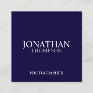 Professional Navy Blue and White Square Business Card