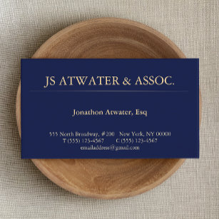 Professional Navy Blue Attorney at Law Business Card