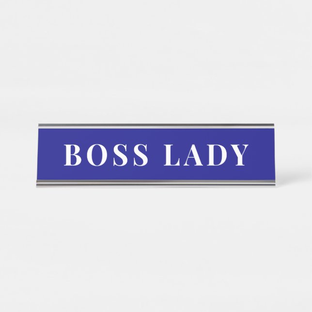 Professional Navy Blue Boss Lady Desk Custom Name Plate (Front)
