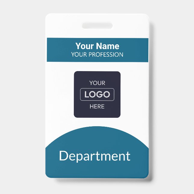 Professional Navy Blue Business Logo Name Badge (Front)