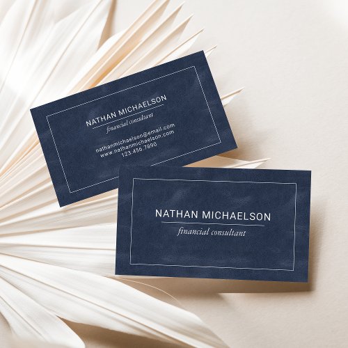 Professional Navy Blue Faux Leather Business Card