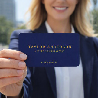 Professional Navy Blue Gold Business Card
