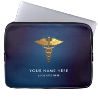 Professional Navy Blue Gold Caduceus Medical