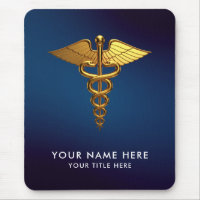 Professional Navy Blue Gold Caduceus Medical