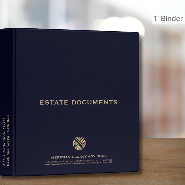 Professional Navy Blue Gold Estate Planning 3 Ring Binder (Creator Uploaded)