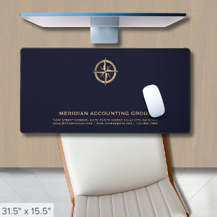Professional Navy Blue Gold Logo Desk Mat